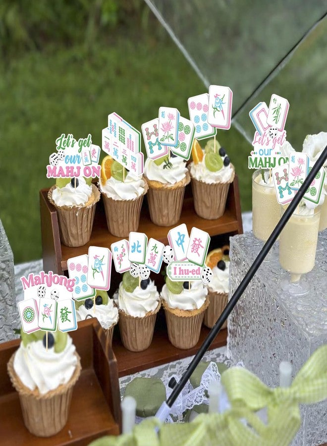 Aposwow Mahjong Party Decorations, 32PCS Mahjong Cupcake Toppers Birthday Decoration, In My Mahjong Era Cupcake Picks Decor Supplies - Image 4
